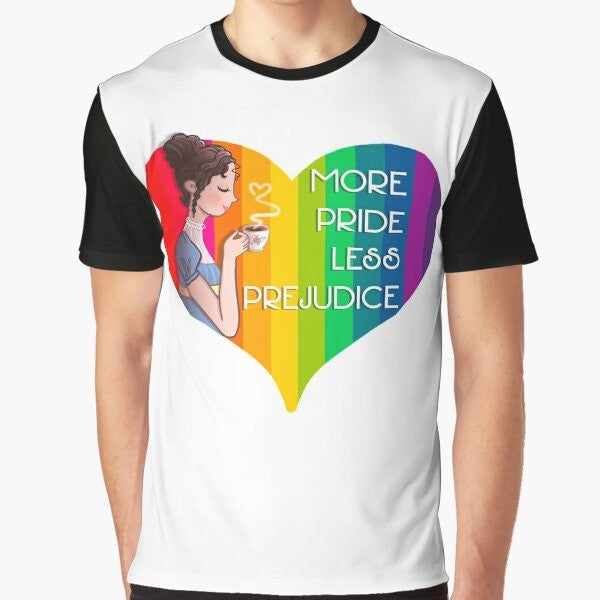 Jane Austen's Pride and Prejudice themed LGBTQ graphic t-shirt design