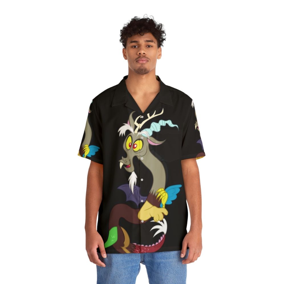 Discord Draconequus Hawaiian Shirt with Colorful Patterns - People Front