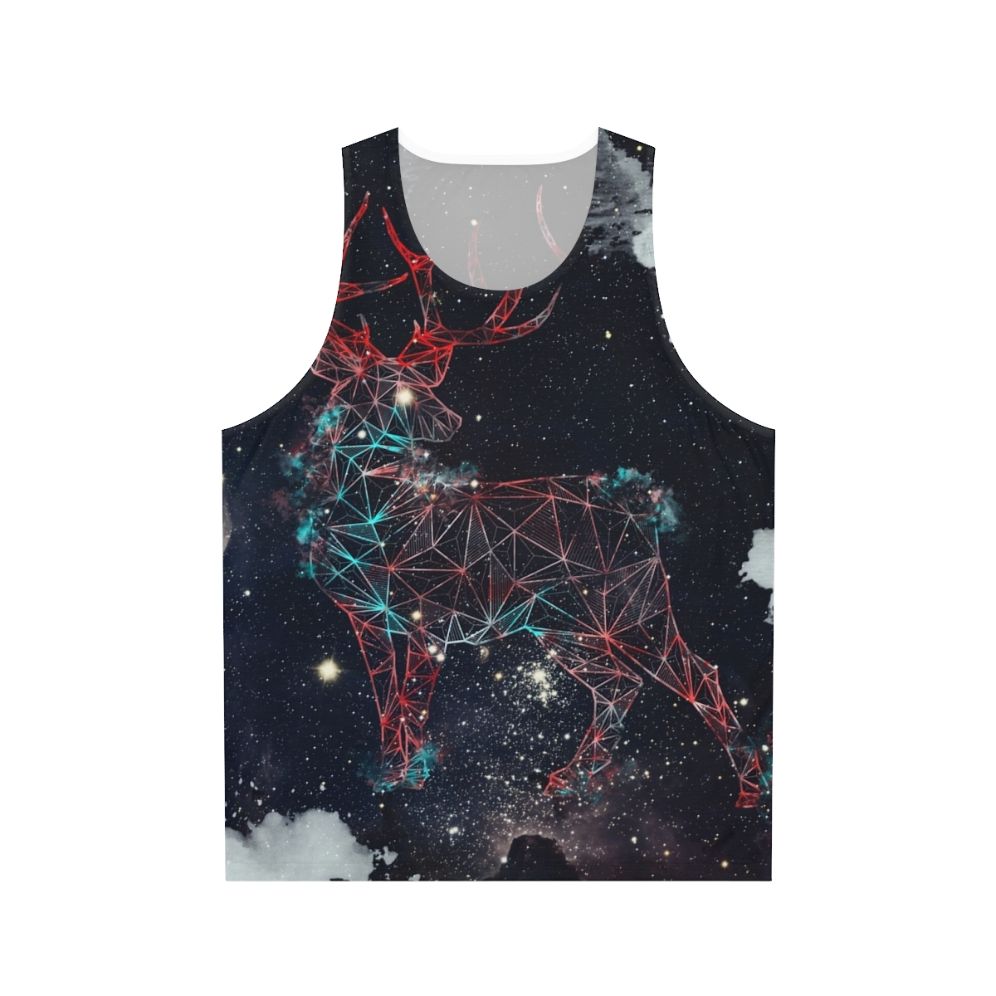 Celestial deer unisex tank top with nature and galaxy graphics