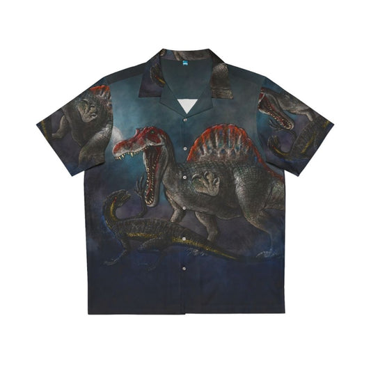 Spinosaurus vs Indominus Rex Dinosaur Battle Hawaiian Shirt