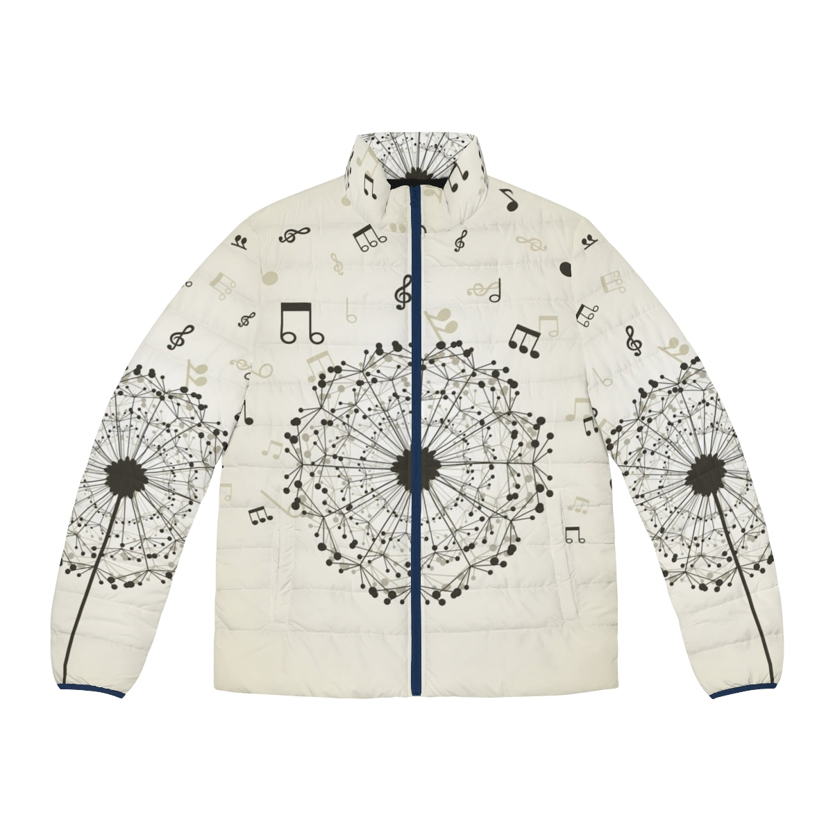 Dandelion puffer jacket with nature-inspired design