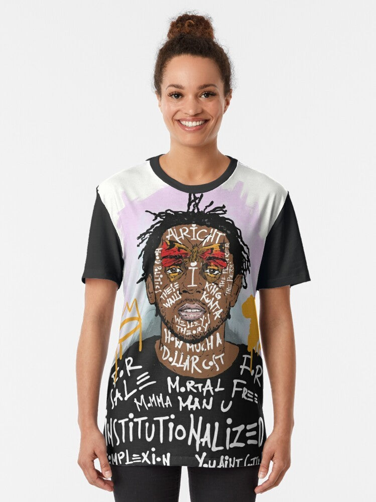 Kendrick Lamar graphic t-shirt featuring the rapper's name and album artwork - Women