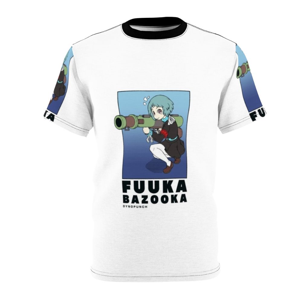 Persona-inspired t-shirt featuring Fuuka Yamagishi and her bazooka