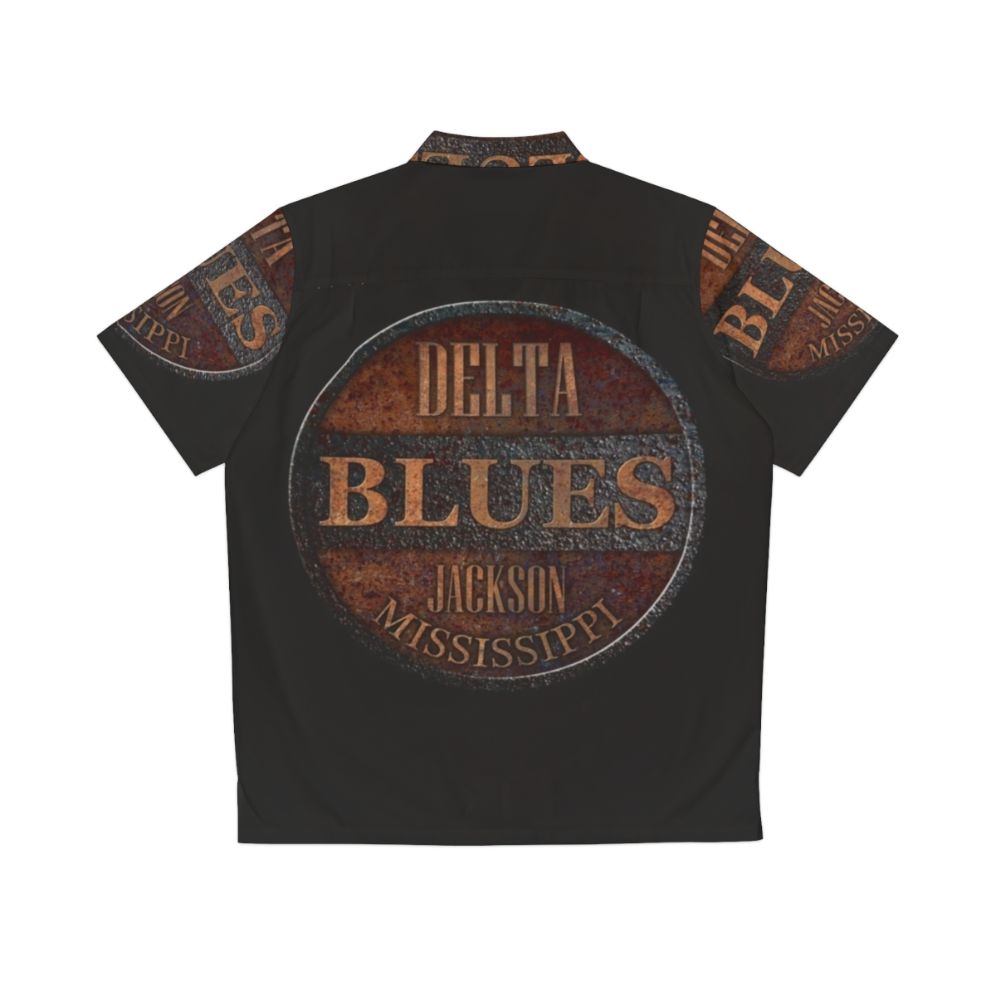 Rusty Delta Blues Hawaiian Shirt featuring a vintage Americana music inspired design - Back