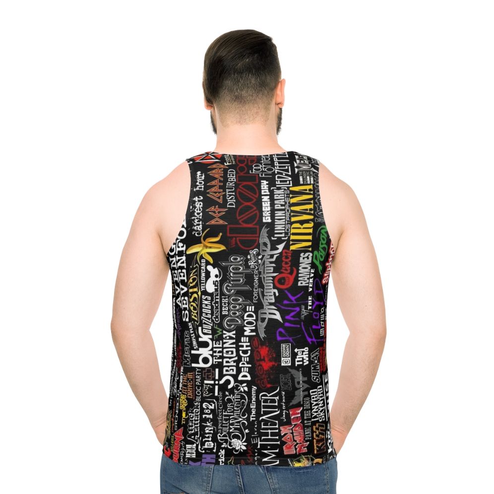 Retro Music Collage Unisex Tank Top - men back