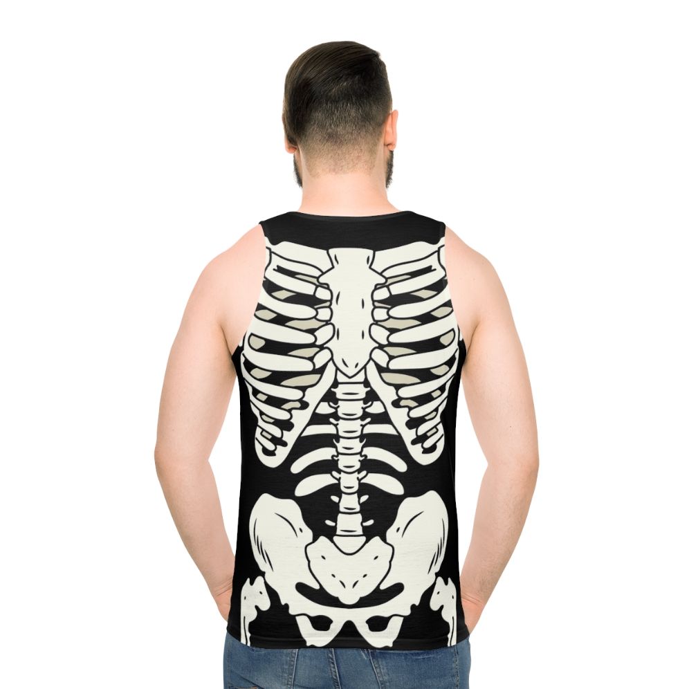 Unisex punk skeleton tank top with ribcage design - men back