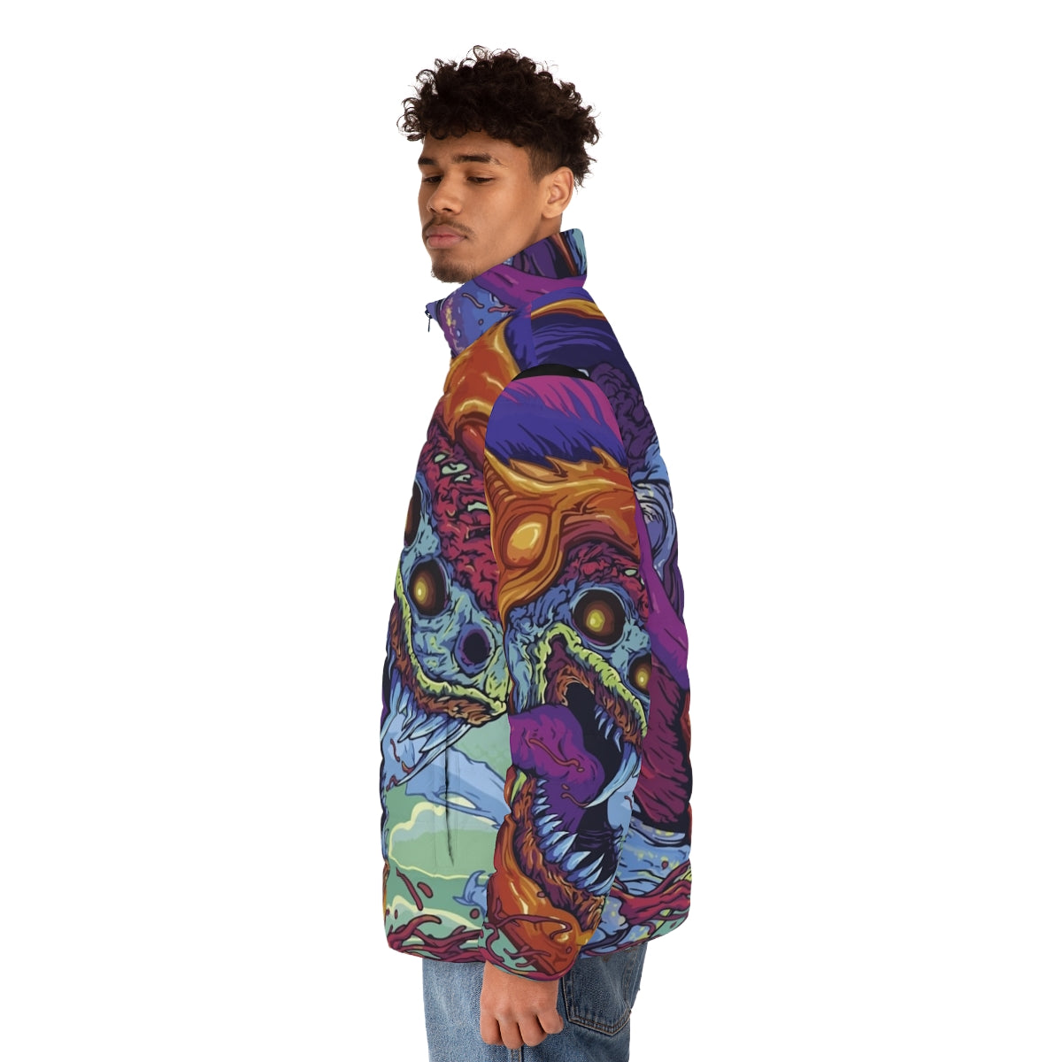 Hyper Beast CS:GO Puffer Jacket with colorful watercolor design - men side left