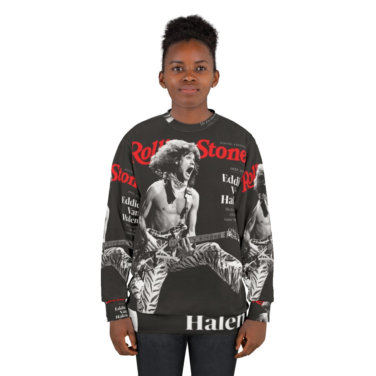 Vintage rock music sweatshirt with guitar and band logo - women