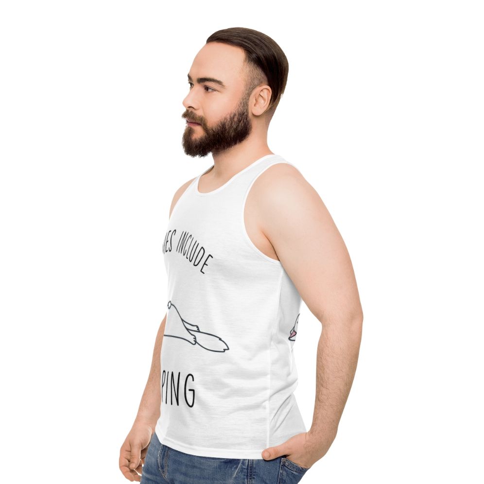 Unisex tank top with "Hobbies Include Napping" design - men side