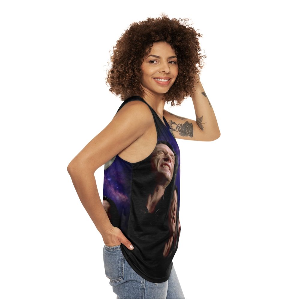 Three Wiseau Moon Unisex Tank Top - women side