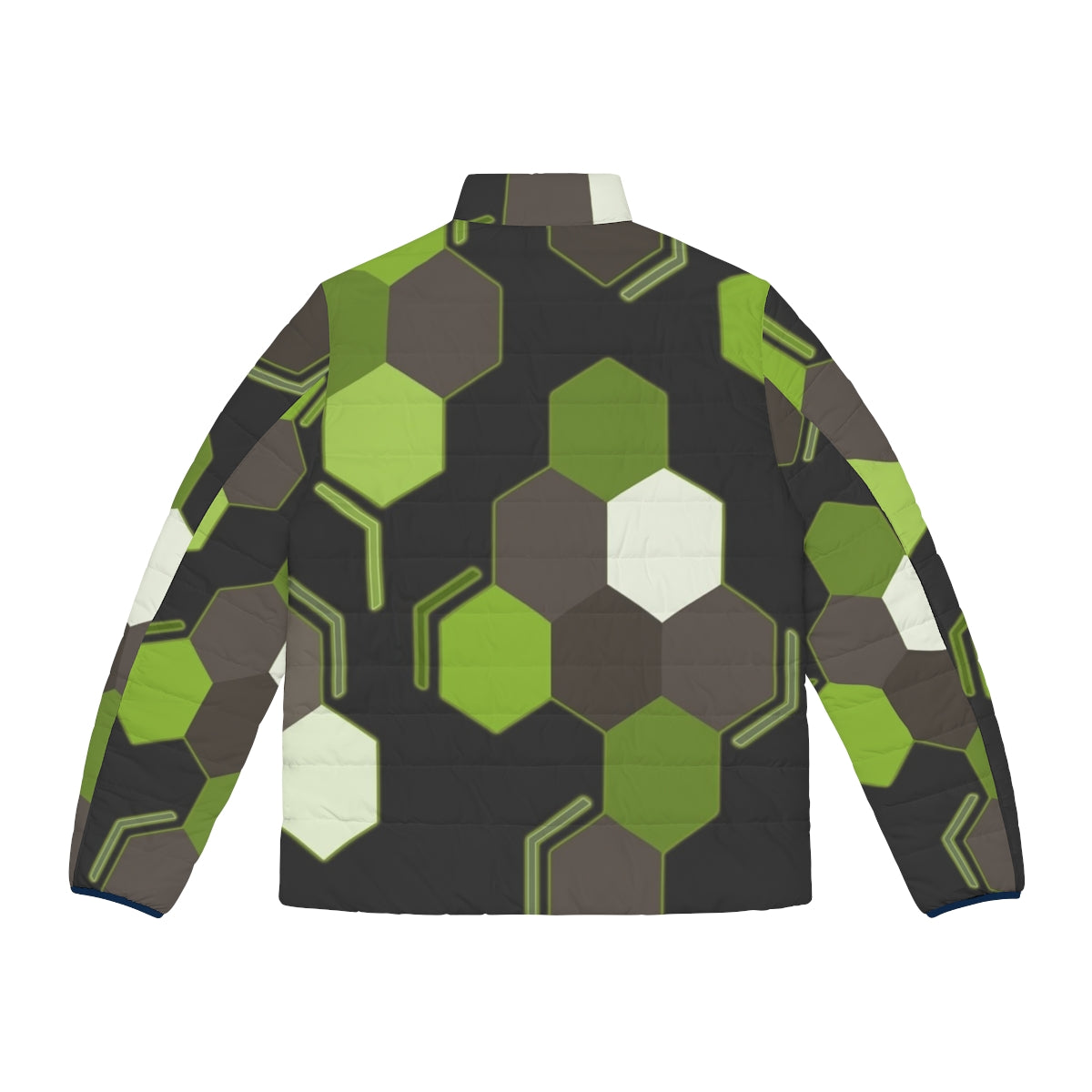 Hexagonal scales puffer jacket with Zygarde-inspired geometric design - Back