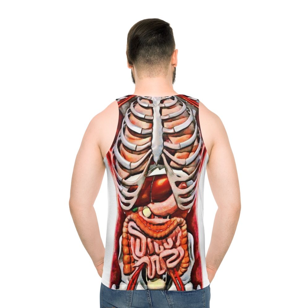 Anatomical skeleton tank top with internal organs design - men back