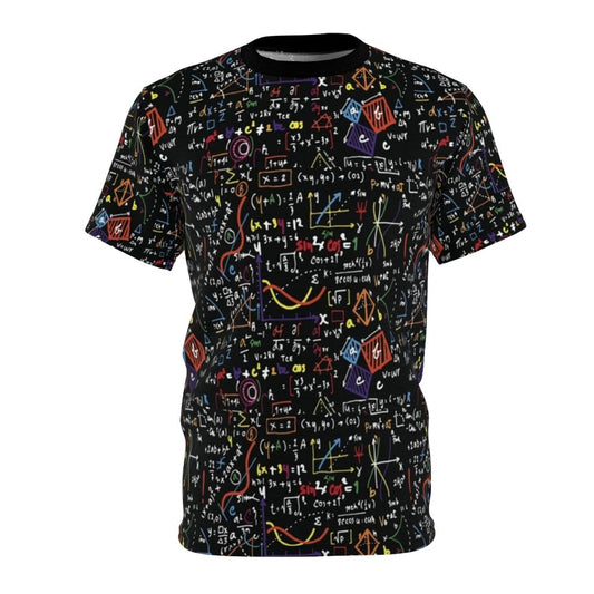 Mathematically Minded All Over Print T-Shirt featuring various math equations and formulas