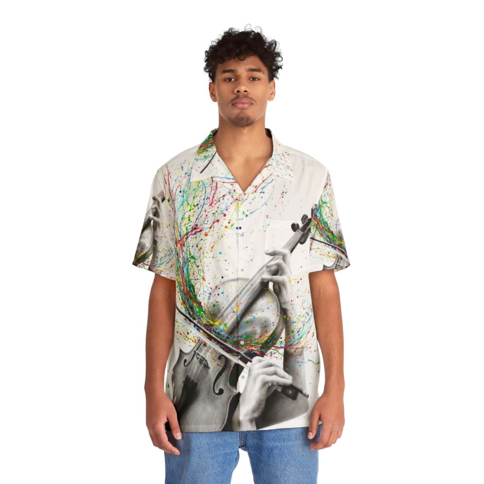 Violin Solo Hawaiian Shirt with Abstract and Expressive Design - People Front