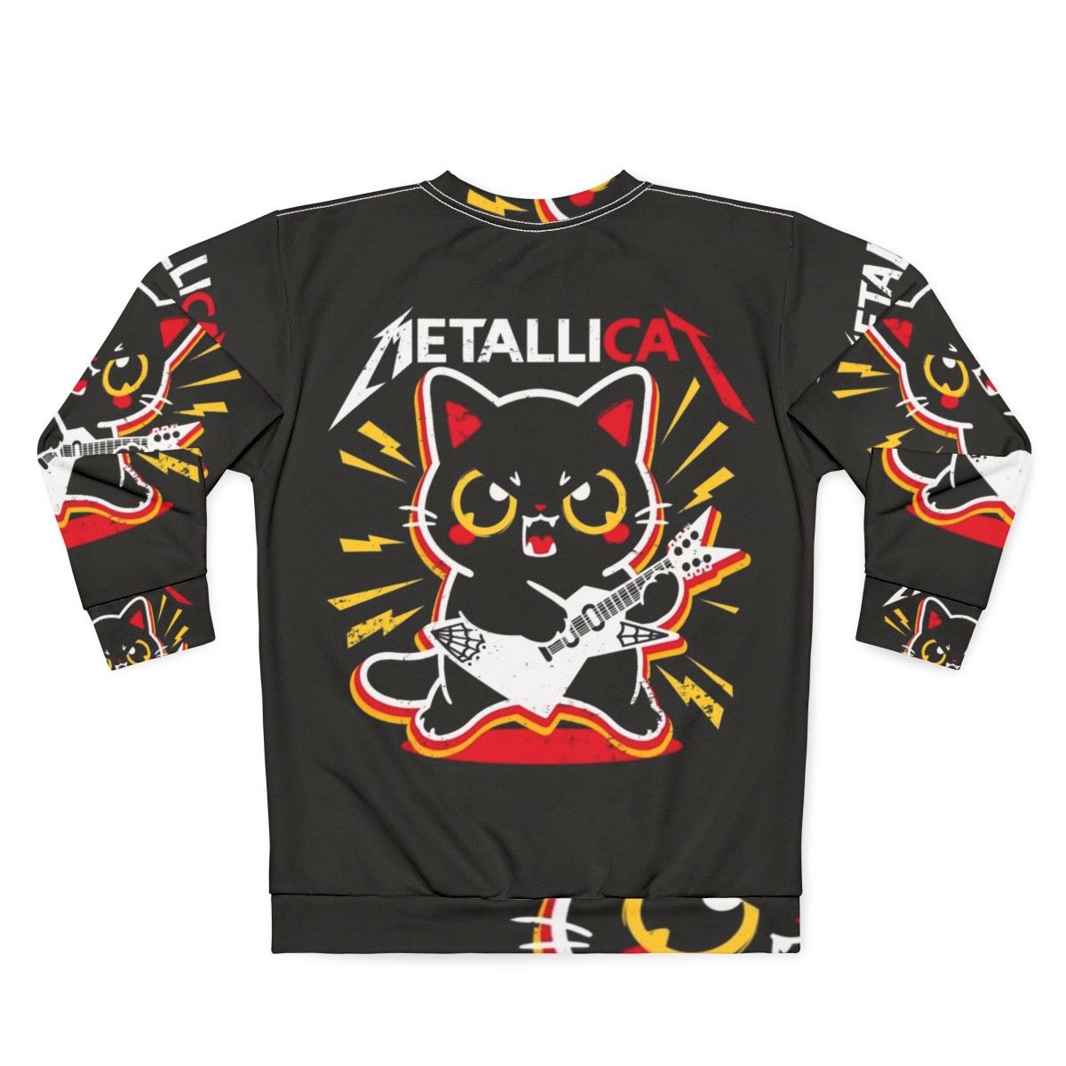 Metallicat metal sweatshirt with a cat pun design - Back