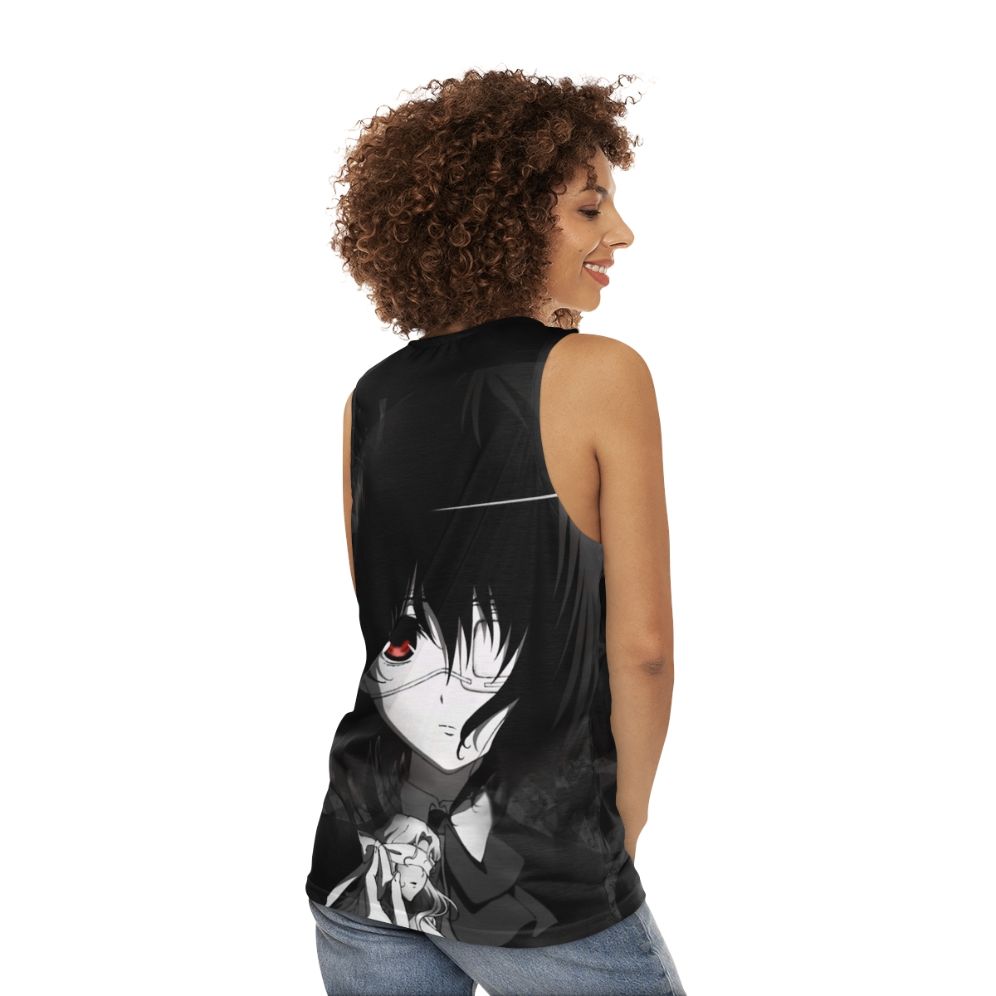 Unisex horror history mystery anime tank top - women back