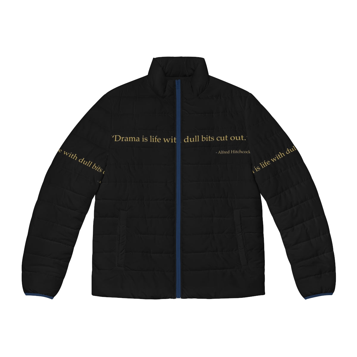 Alfred Hitchcock Quote Puffer Jacket with iconic film references