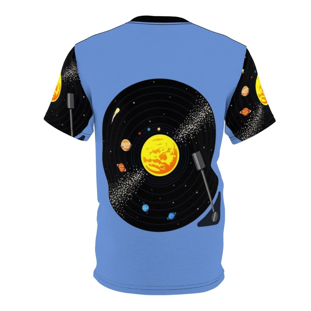 Retro solar system vinyl record design t-shirt - Back