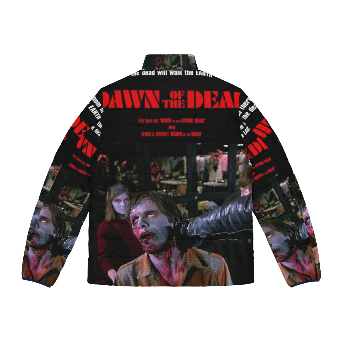 Dawn of the Dead horror-inspired puffer jacket with zombie and post-apocalyptic design - Back