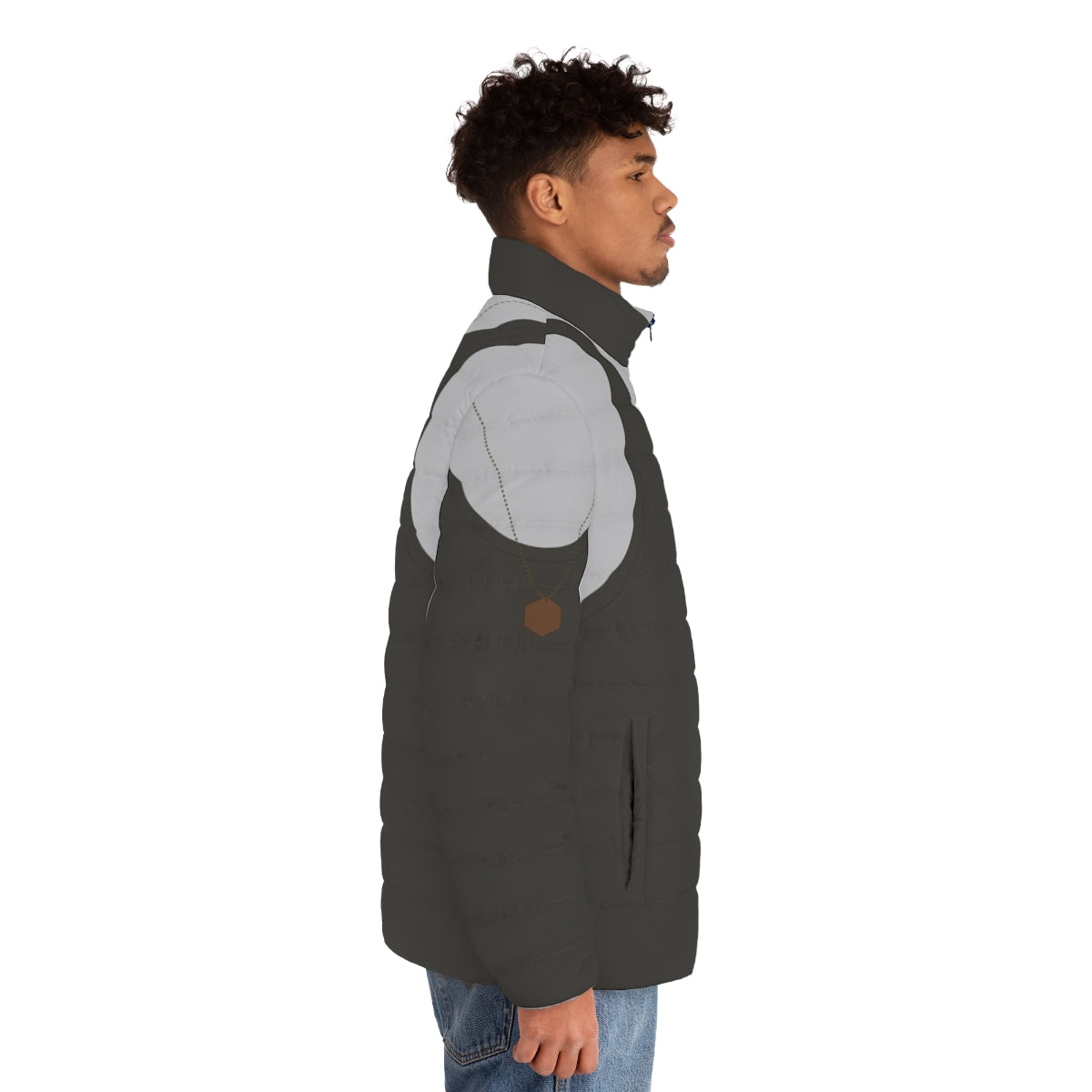 Battlestar Galactica inspired puffer jacket with uniform tank design - men side right