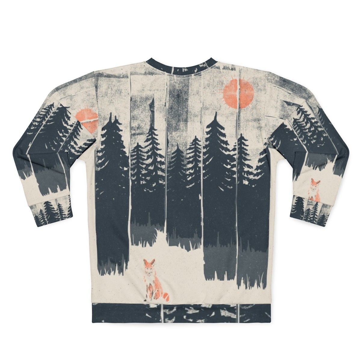 Cozy sweatshirt with a fox design in the wild forest - Back