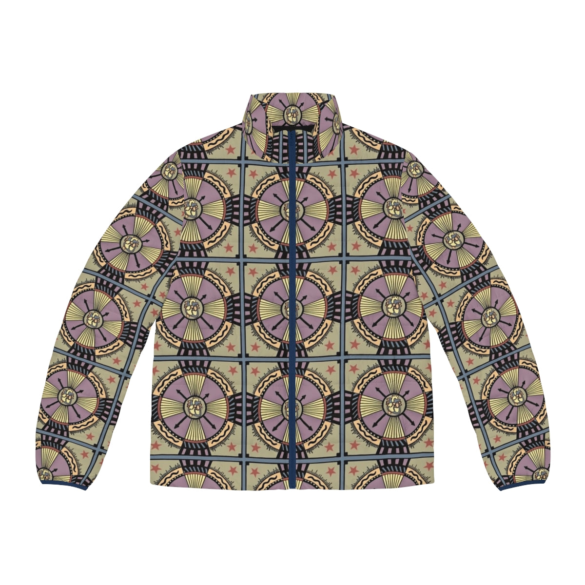 Person wearing Heartifact Follow Your Heart Puffer Jacket with mandala pattern