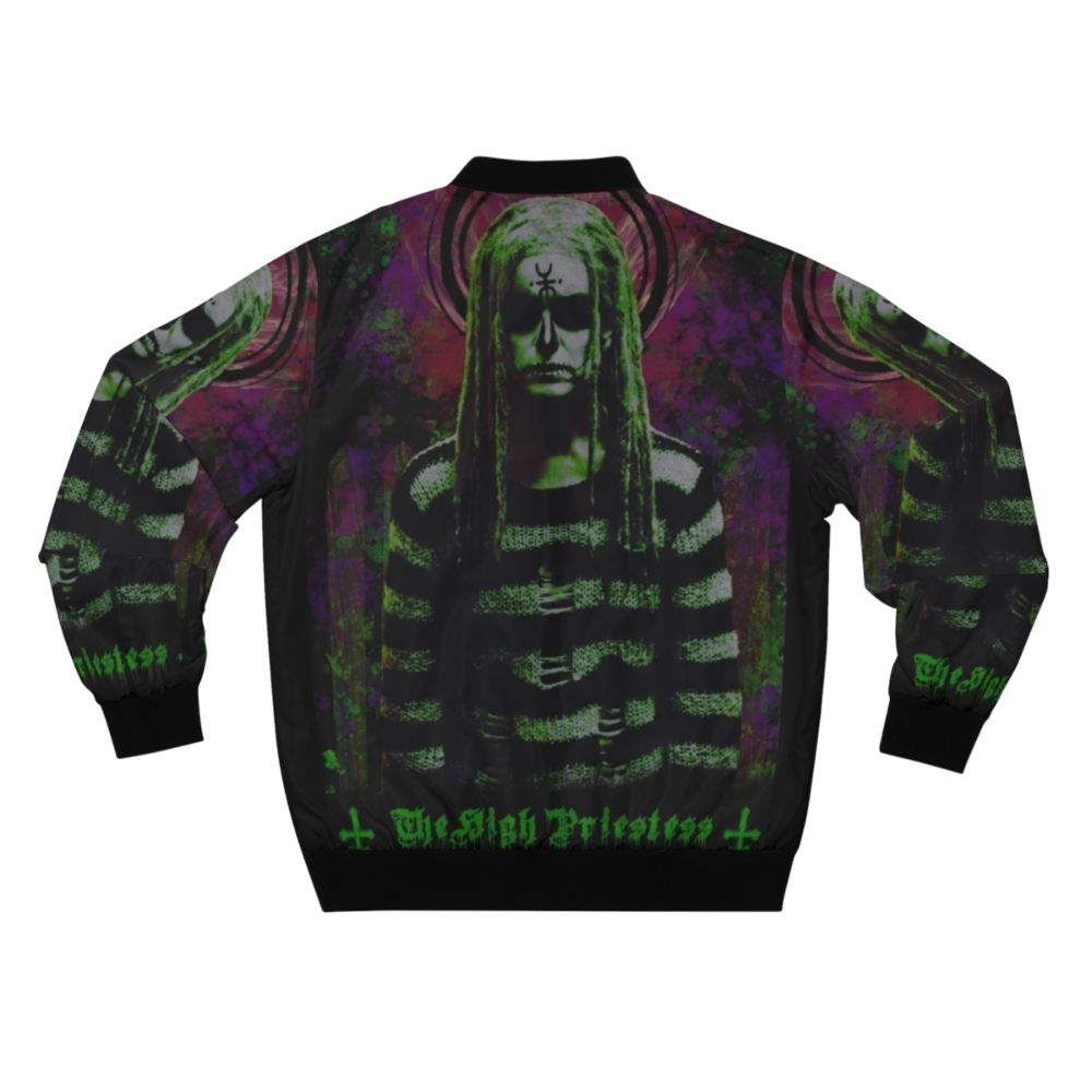 The Lords of Salem bomber jacket featuring the iconic artwork and style of Sheri Moon Zombie - Back