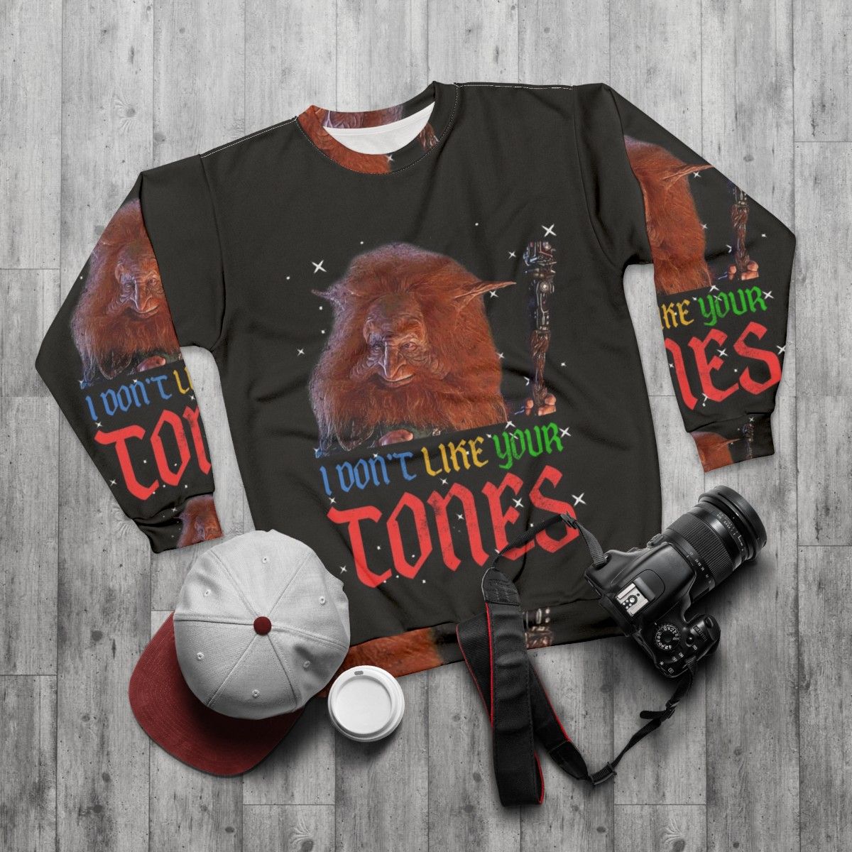 1980s "I Don't Like Your Tones" Sweatshirt - flat lay