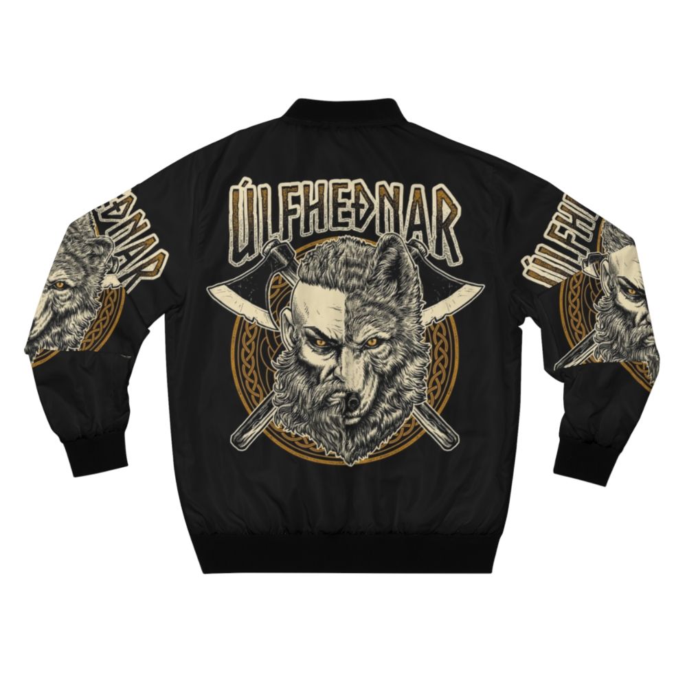 Viking wolf ulfhednar Norse pagan warrior bomber jacket featuring runes and mythology - Back