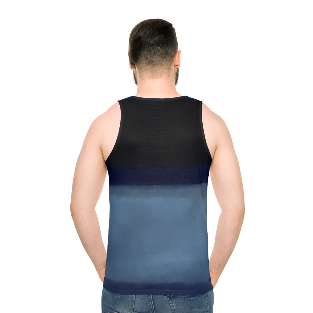 Rothko inspired blue unisex tank top - men back