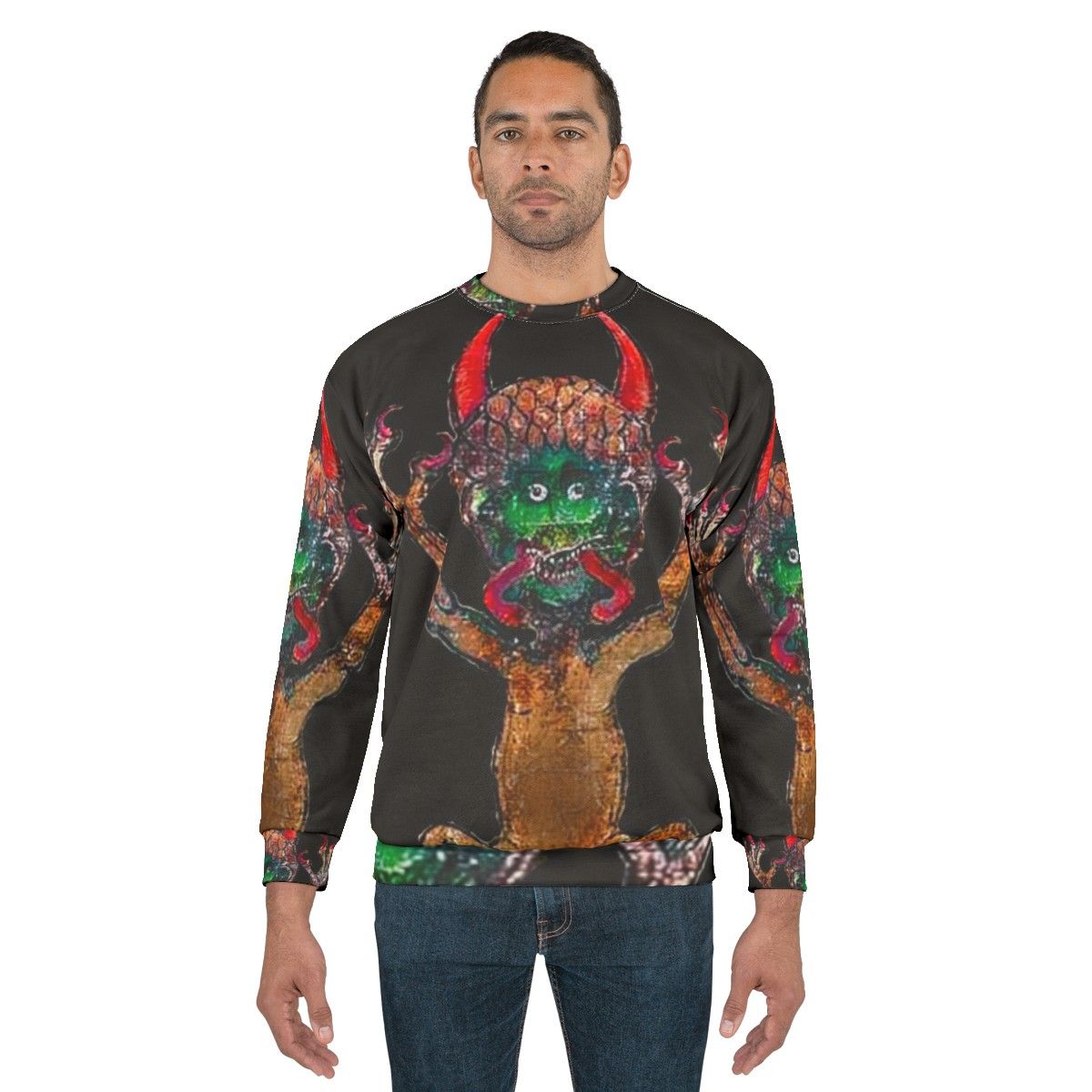 Medieval Codex Gigas Devil Sweatshirt with Mystical Manuscript Imagery - men