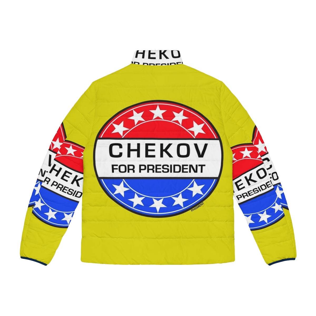 Chekov for President Sci-Fi Puffer Jacket with Star Trek and Pop Art Design - Back