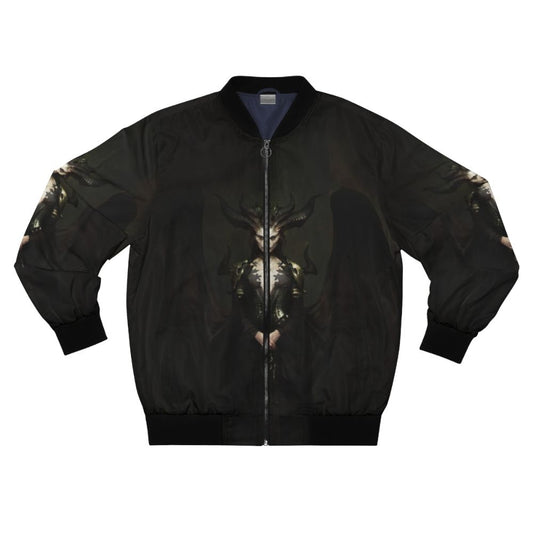 A stylish bomber jacket featuring Lilith, the main antagonist from the upcoming Diablo 4 video game.