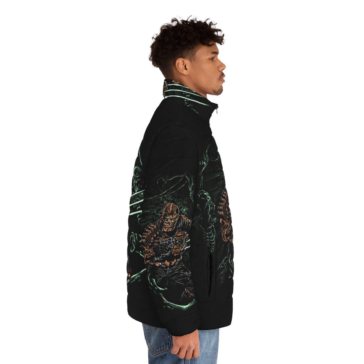 Necro Nightmare Puffer Jacket with Dead Space inspired design - men side right