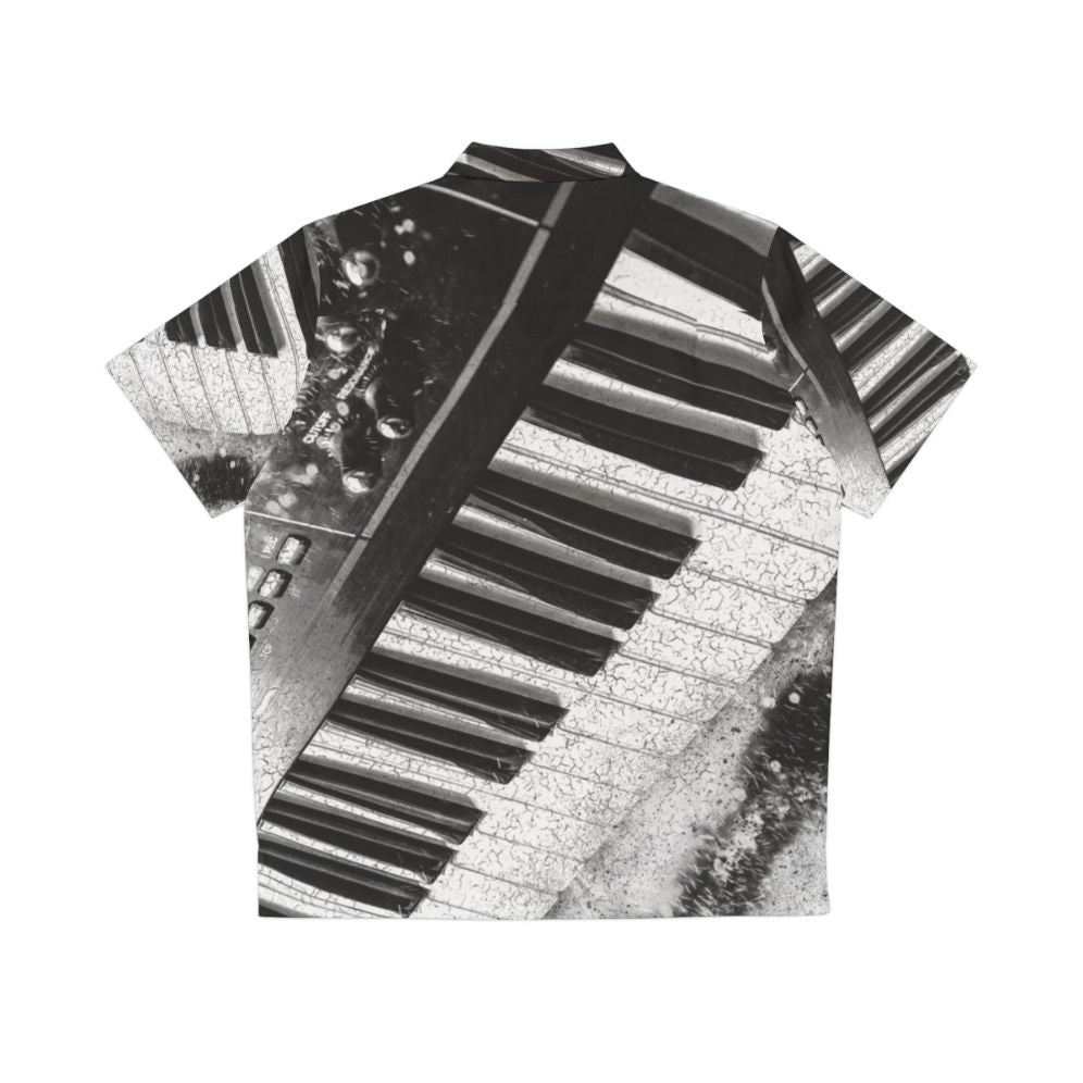 Synth-inspired Hawaiian shirt with abstract black and white design - Back