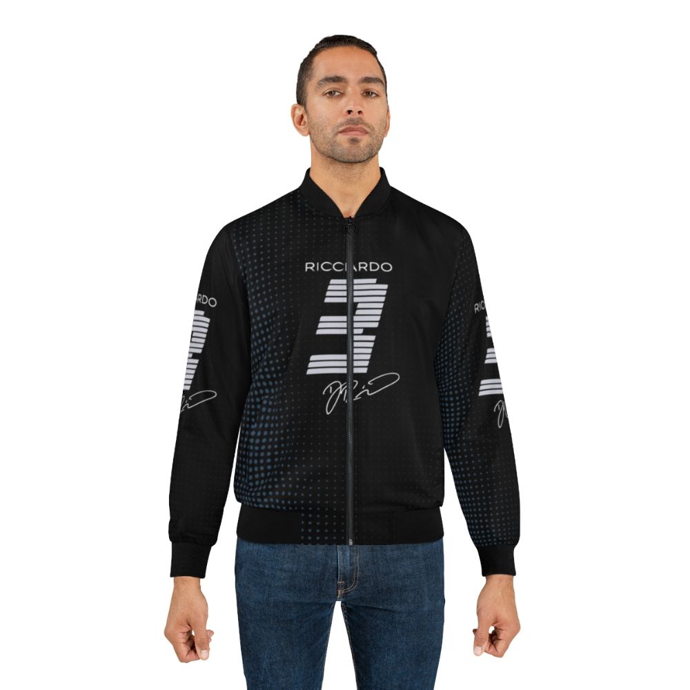 Daniel Ricciardo 3 - RB Team 2024 Bomber Jacket featuring a minimalist, vintage-inspired formula 1 motorsport design - Lifestyle