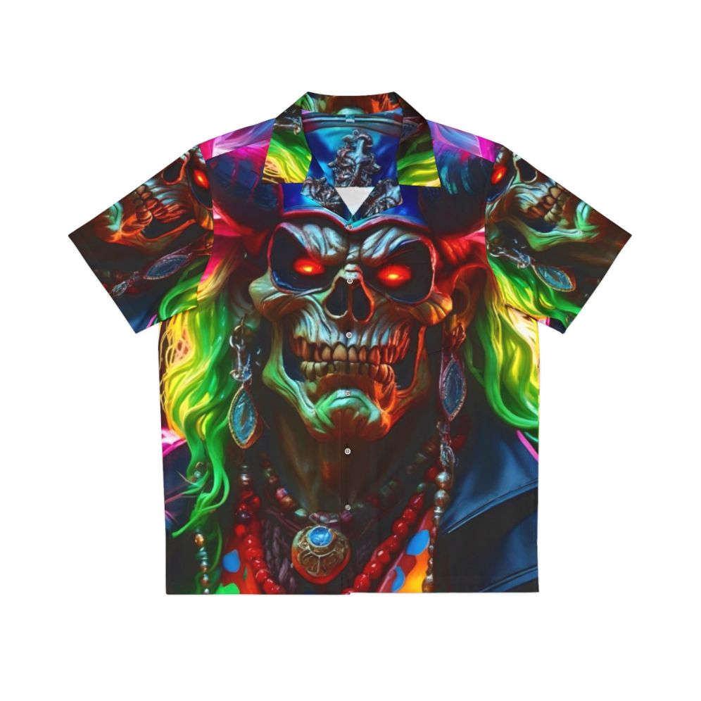 Biker Pirate Hawaiian Skull Shirt - Horror 80s Motorcycle Demon