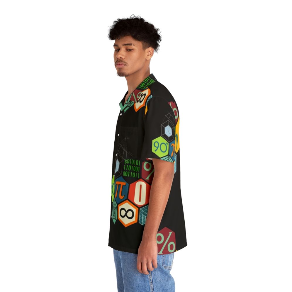 Math Hawaiian Shirt with Geometric Patterns and Mathematical Symbols - People Left