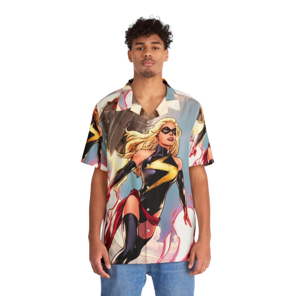 Carol Danvers Captain Marvel Superhero Hawaiian Shirt - People Front