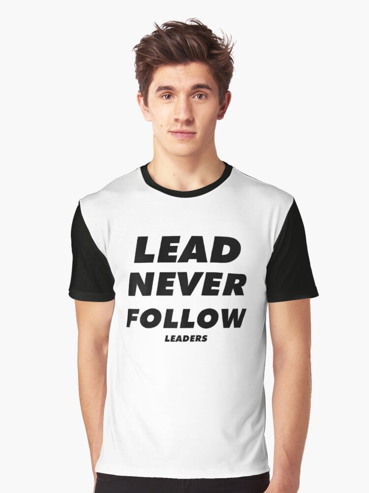 Graphic t-shirt with the text "Lead Never Follow Leaders" - Men