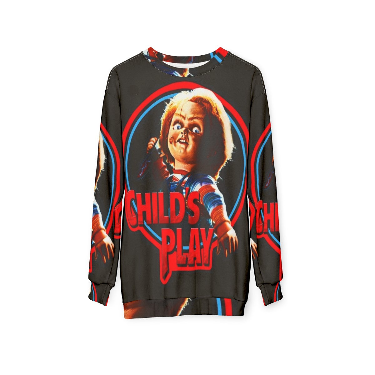 Chucky Sweatshirt 4 - Diabolical Doll Apparel for Horror Fans - hanging