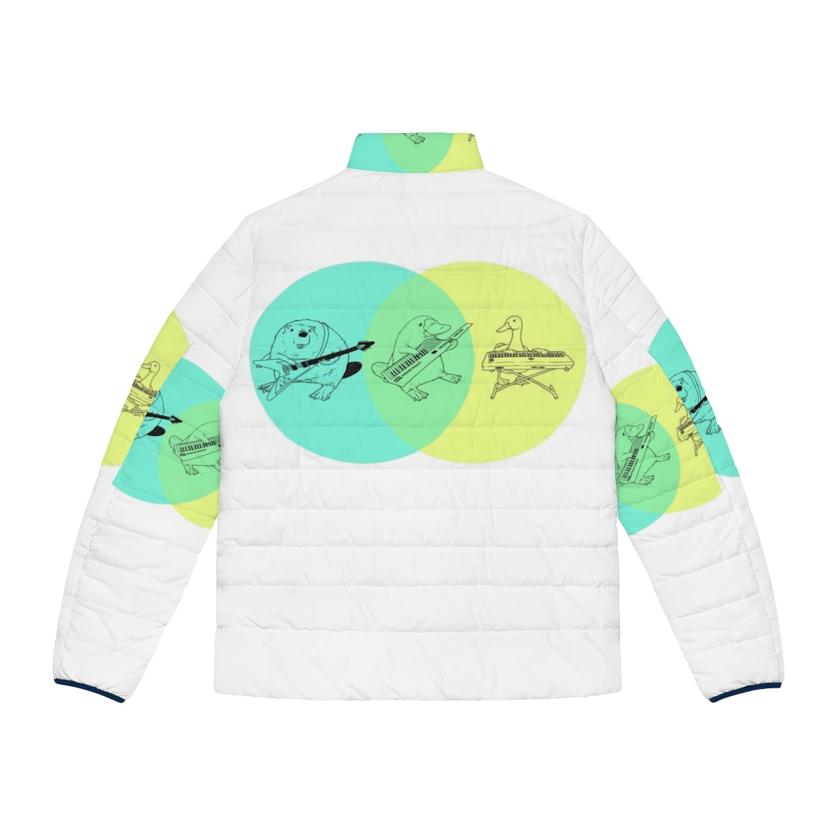 Keytar Platypus Venn Diagram Puffer Jacket - Back