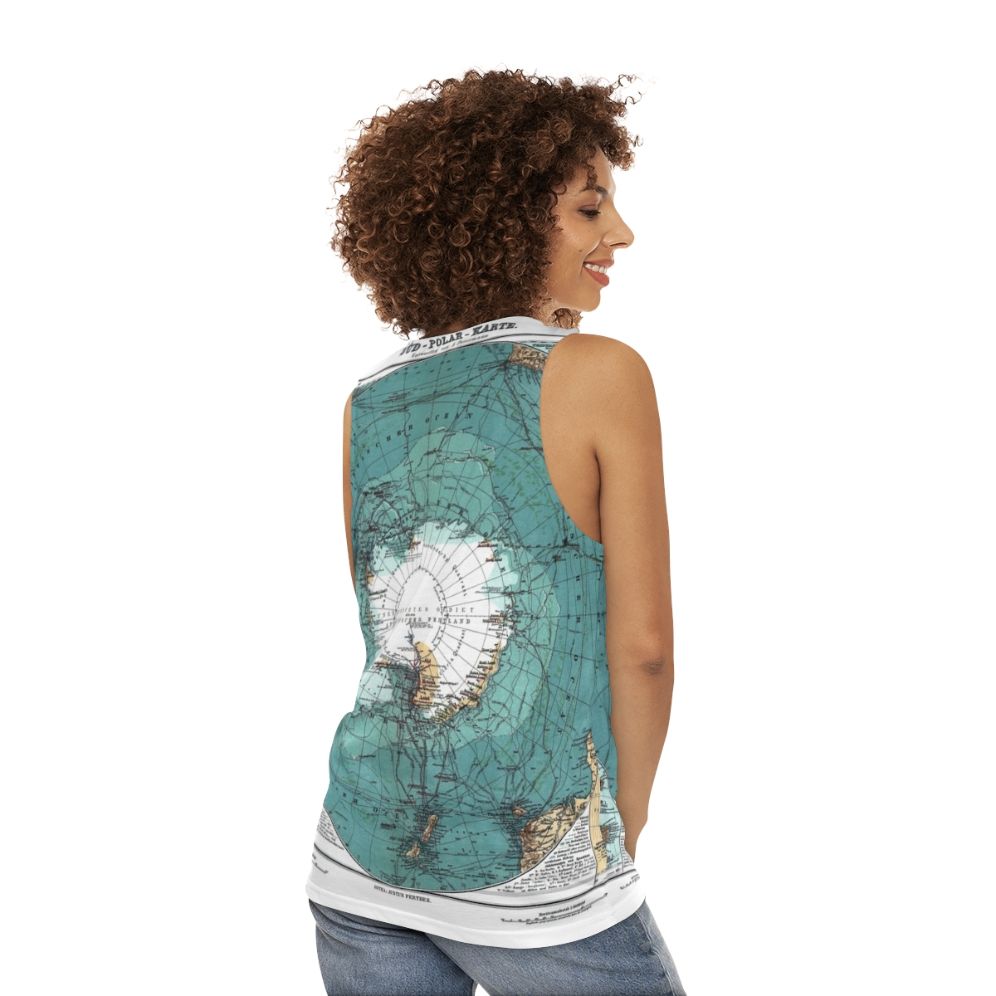 Vintage Antarctica map unisex tank top - women back