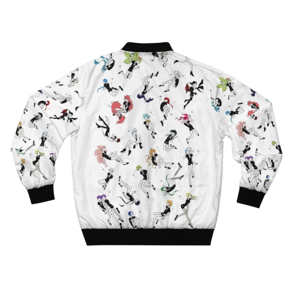 Land of the Lustrous inspired anime bomber jacket featuring characters Phos, Diamond, and Cinnabar - Back