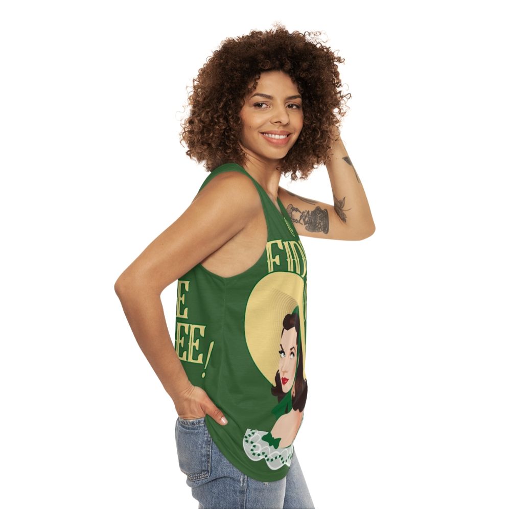 Unisex Tank Top with Alejandro Mogollo Art - women side