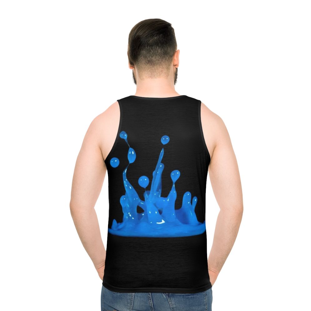 Blue abstract art unisex tank top - men back