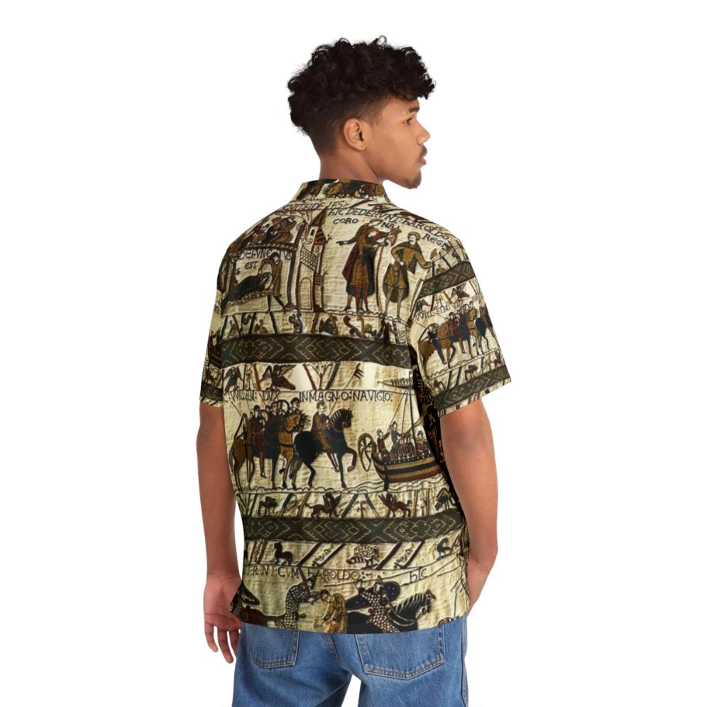 Bayeux Tapestry Hawaiian Shirt with medieval, viking, and celtic battle scenes - People Back