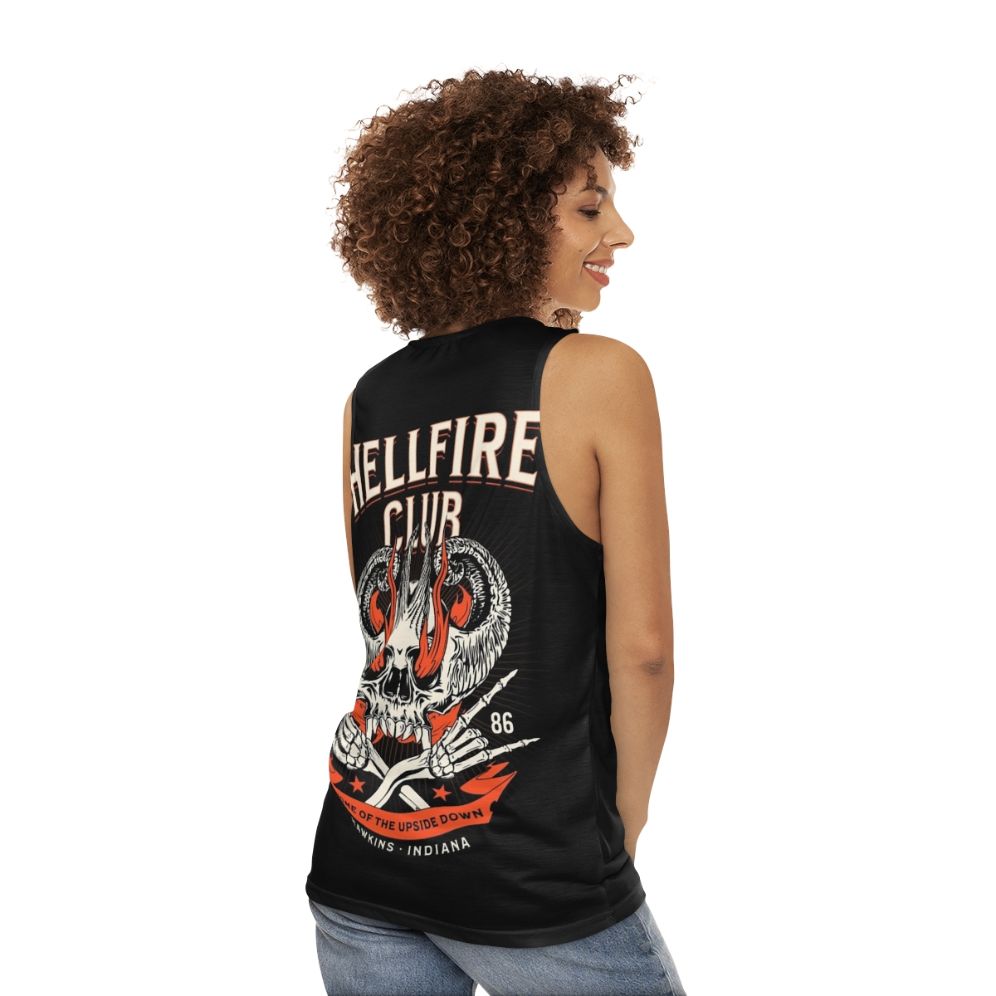 Hellfire Club unisex tank top with Stranger Things-inspired design - women back