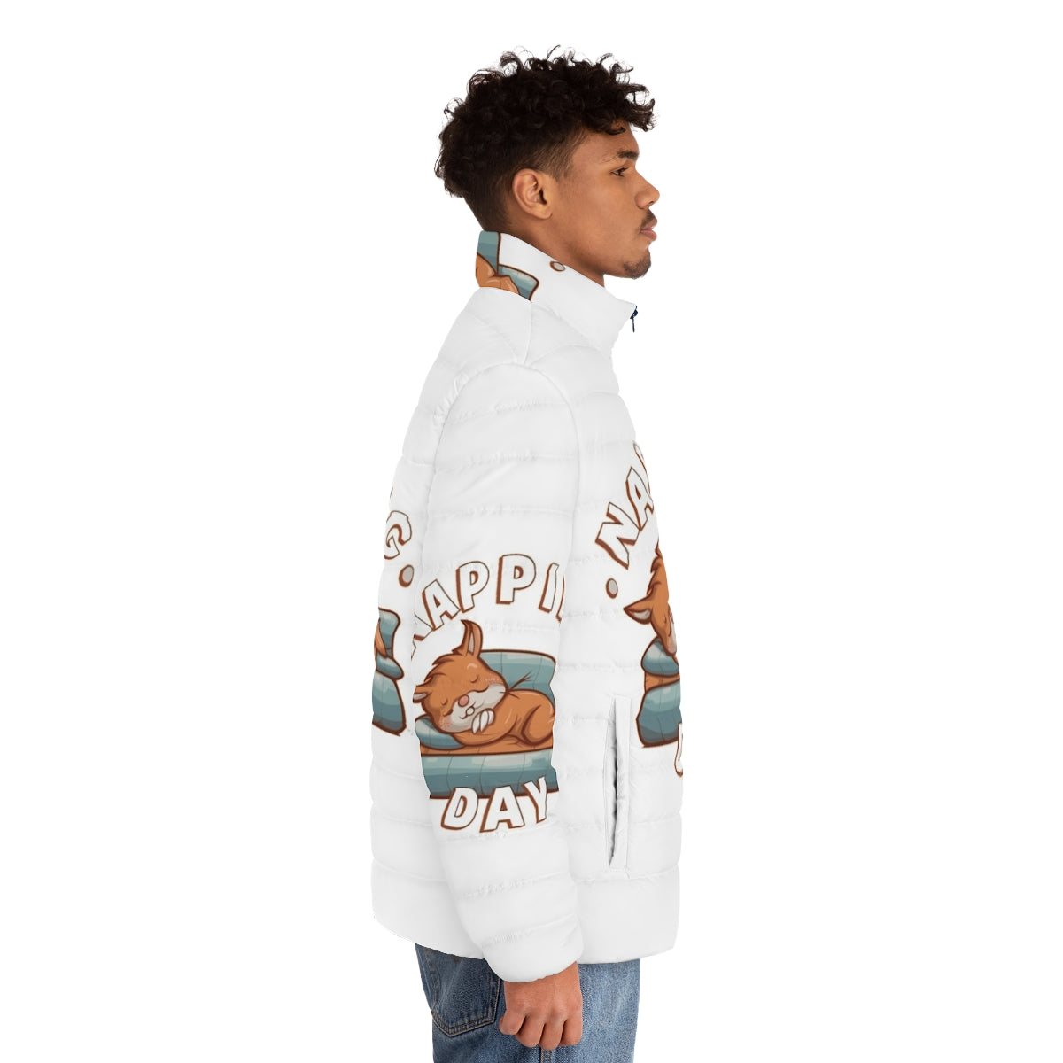 Napping Day Puffer Jacket - A cozy and comfortable puffer jacket for nap enthusiasts - men side right