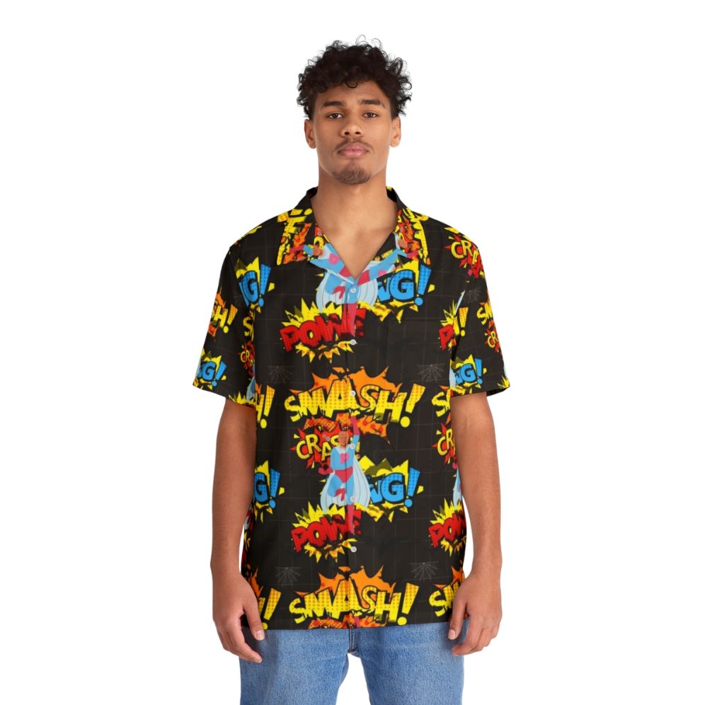 Classic Superhero Hawaiian Shirt with Hero Design - People Front